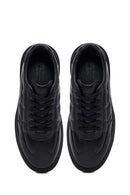 Men's Black Lace-Up Thick-Soled Printed Leather Sneakers | Derimod Men's Black Lace-Up Thick-Soled Printed Leather Sneakers | Derimod