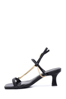 Women's Black Chain Heeled Sandals | Derimod Women's Black Chain Heeled Sandals | Derimod