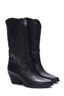 Women's Leather Cowboy Heeled Boots | Derimod Women's Leather Cowboy Heeled Boots | Derimod