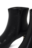 Women's Black Zippered Stone Detailed Heeled Boot | Derimod Women's Black Zippered Stone Detailed Heeled Boot | Derimod