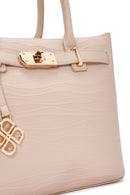 Woman Beige Long Strap Printed Shoulder Bag | Derimod Woman Beige Long Strap Printed Shoulder Bag | Derimod