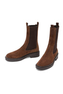 Women's Brown Suede Leather Chelsea Boots | Derimod Women's Brown Suede Leather Chelsea Boots | Derimod