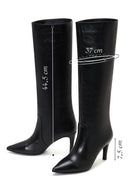 Women's Black Leather Heeled Boots | Derimod Women's Black Leather Heeled Boots | Derimod