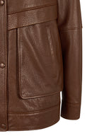 Carmen Woman Brown Fur Collar Leather Coat | Derimod Carmen Woman Brown Fur Collar Leather Coat | Derimod