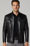 Navas Men's Leather Jacket | Derimod Navas Men's Leather Jacket | Derimod