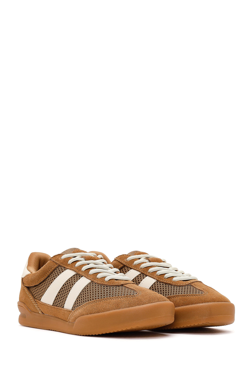 Kadın Kahverengi Bağcıklı Deri Sneaker