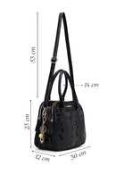 Woman Black Long-Strap Printed Shoulder Bag | Derimod Woman Black Long-Strap Printed Shoulder Bag | Derimod