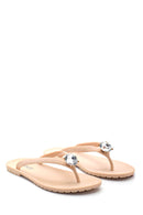 Women's Flip Flops with Stone Detail | Derimod Women's Flip Flops with Stone Detail | Derimod