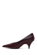 Woman Burgundy Heeled Leather Stiletto | Derimod Woman Burgundy Heeled Leather Stiletto | Derimod