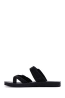 Women's Black Double Buckled Stoned Slippers | Derimod Women's Black Double Buckled Stoned Slippers | Derimod