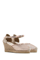Women's Gold Ankle Buckle Wedge Heel Espadrille Sandals | Derimod Women's Gold Ankle Buckle Wedge Heel Espadrille Sandals | Derimod