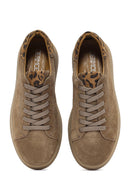 Women's Tan Lace-Up Suede Leather Sneakers | Derimod Women's Tan Lace-Up Suede Leather Sneakers | Derimod