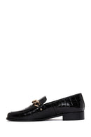 Women's Black Leather Buckle Crocodile Classic Loafer | Derimod Women's Black Leather Buckle Crocodile Classic Loafer | Derimod
