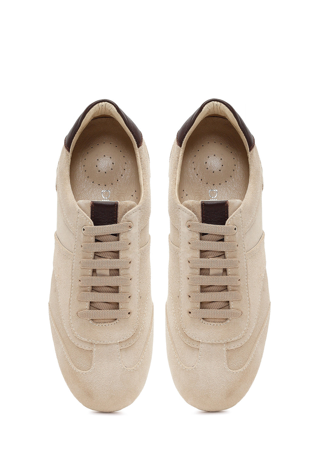 Kadın Bej Bağcıklı Süet Deri Sneaker
