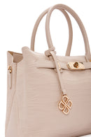 Woman Beige Long Strap Printed Shoulder Bag | Derimod Woman Beige Long Strap Printed Shoulder Bag | Derimod