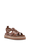Women's Tan Ankle Strap Thick Soled Sandals | Derimod Women's Tan Ankle Strap Thick Soled Sandals | Derimod
