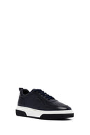 Erkek Lacivert Bağcıklı Kalın Tabanlı Deri Sneaker | Derimod Erkek Lacivert Bağcıklı Kalın Tabanlı Deri Sneaker | Derimod