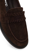 Kadın Kahverengi Süet Deri Maskülen Loafer | Derimod Kadın Kahverengi Süet Deri Maskülen Loafer | Derimod
