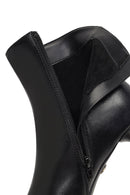 Women's Black Zippered Stone Detailed Heeled Boot | Derimod Women's Black Zippered Stone Detailed Heeled Boot | Derimod