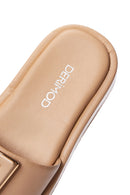 Women's Beige Leather Thick Soled Slippers | Derimod Women's Beige Leather Thick Soled Slippers | Derimod