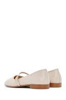 Women's Beige Strap Leather Ballerinas | Derimod Women's Beige Strap Leather Ballerinas | Derimod