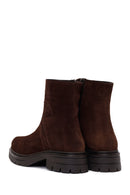 Woman Brown Thick-Soled Zip Closure Suede Casual Boots | Derimod Woman Brown Thick-Soled Zip Closure Suede Casual Boots | Derimod