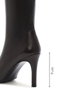 Women's Brown Zippered Thin Heel Leather Boots | Derimod Women's Brown Zippered Thin Heel Leather Boots | Derimod