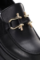 Women's Black Leather Thick Soled Masculine Loafer | Derimod Women's Black Leather Thick Soled Masculine Loafer | Derimod