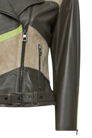 Madonna Women's Green Double Breasted Leather Jacket | Derimod Madonna Women's Green Double Breasted Leather Jacket | Derimod