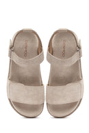 Women's Cream Strappy Thick Soled Suede Leather Sandals | Derimod Women's Cream Strappy Thick Soled Suede Leather Sandals | Derimod