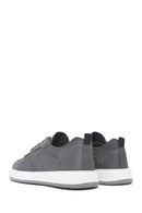 Men's Grey Lace-Up Leather Sneakers | Derimod Men's Grey Lace-Up Leather Sneakers | Derimod