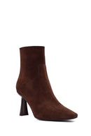Woman Brown Zip Closure Thin-Heeled Suede Boots | Derimod Woman Brown Zip Closure Thin-Heeled Suede Boots | Derimod