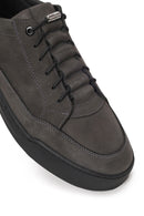 Male Gray Lace-up Thick-soled Nubuck Leather Casual Sneaker | Derimod Male Gray Lace-up Thick-soled Nubuck Leather Casual Sneaker | Derimod