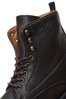 Men's Brown Leather Zippered Boots | Derimod Men's Brown Leather Zippered Boots | Derimod