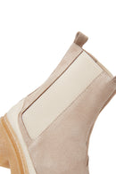 Women's Beige Suede Leather Chelsea Boots | Derimod Women's Beige Suede Leather Chelsea Boots | Derimod