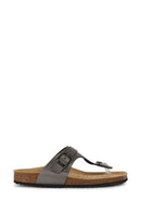 Geox Women's Gray Brionia Leather Flip Flops | Derimod Geox Women's Gray Brionia Leather Flip Flops | Derimod