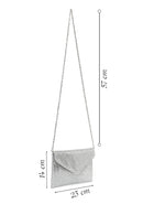 Woman Silver Chain-Strap Stone-Embellished Evening Bag | Derimod Woman Silver Chain-Strap Stone-Embellished Evening Bag | Derimod