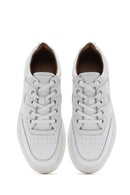Men's White Lace-up Leather Sneaker | Derimod Men's White Lace-up Leather Sneaker | Derimod