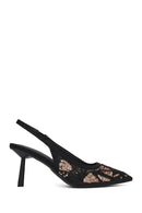 Woman Black Backless Sequin-Patterned Stiletto-Heel Shoes | Derimod Woman Black Backless Sequin-Patterned Stiletto-Heel Shoes | Derimod