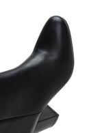 Women's Black Leather Thick Heeled Boots | Derimod Women's Black Leather Thick Heeled Boots | Derimod