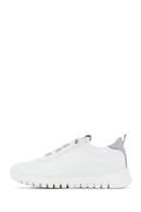 Women's White Lace-Up Leather Sneaker | Derimod Women's White Lace-Up Leather Sneaker | Derimod