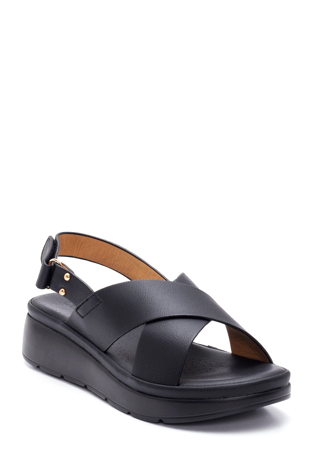 Kadın Siyah Kalın Taban Comfort Sandalet