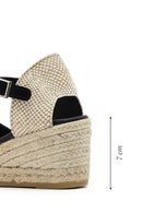 Women's Black Ankle Strap Wedge Heel Suede Leather Espadrille Sandals | Derimod Women's Black Ankle Strap Wedge Heel Suede Leather Espadrille Sandals | Derimod