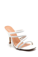 Women's White Stone Heeled Slippers | Derimod Women's White Stone Heeled Slippers | Derimod