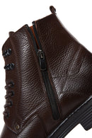 Men's Brown Leather Flat Boots | Derimod Men's Brown Leather Flat Boots | Derimod