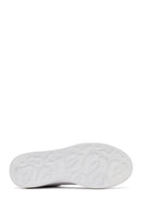 Woman White Laced Thick Sole Leather Sneakers | Derimod Woman White Laced Thick Sole Leather Sneakers | Derimod