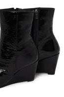 Woman Black Zip Closure Wedge Heel Leather Boots | Derimod Woman Black Zip Closure Wedge Heel Leather Boots | Derimod