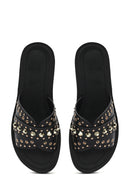 Women's Black Stone Slippers | Derimod Women's Black Stone Slippers | Derimod