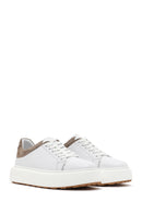 Men's White Lace-up Thick-Sole Leather Sneaker | Derimod Men's White Lace-up Thick-Sole Leather Sneaker | Derimod