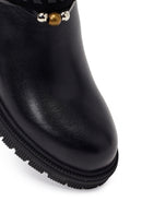 Woman Black Zip Closure Chunky-heeled Leather Boots | Derimod Woman Black Zip Closure Chunky-heeled Leather Boots | Derimod